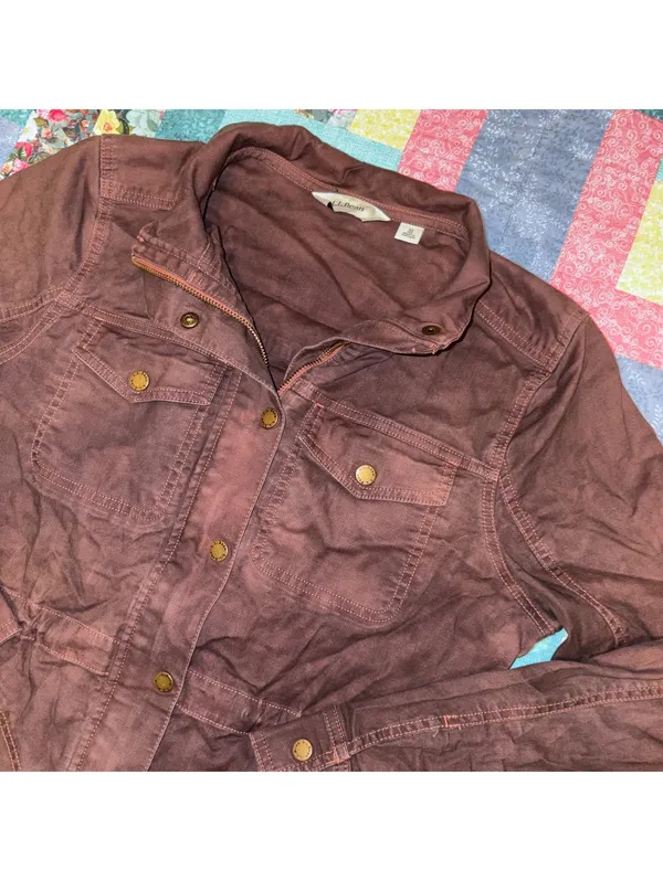 L.L.Bean $110 “Faded Brownwood” Women's M Brown Utility Jacket Size Med Outdoor - Image 2