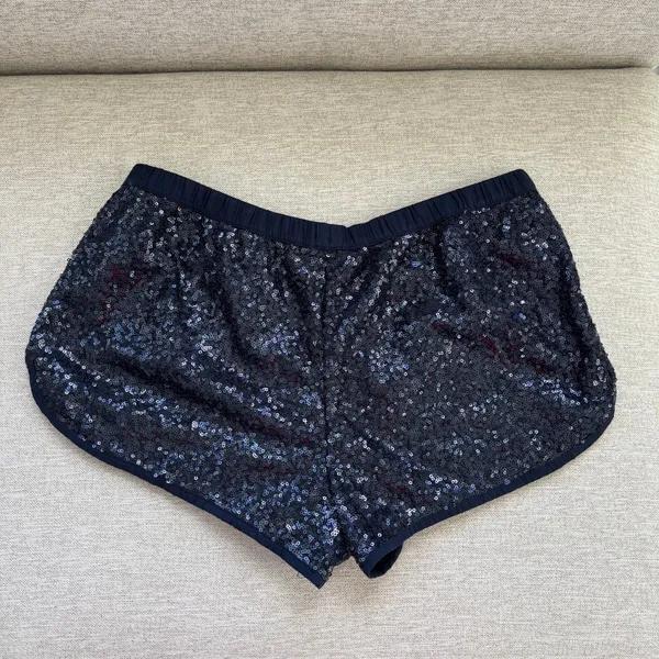 Victoria's Secret Sequin Pajama Shorts Small Navy Blue Sparkly Glam Loungewear - Image 4