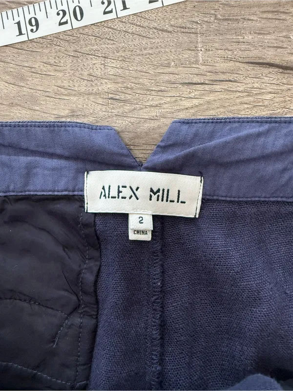 ALEX‎ MILL Linen Straight-Leg Trousers in navy size 2 - Image 5