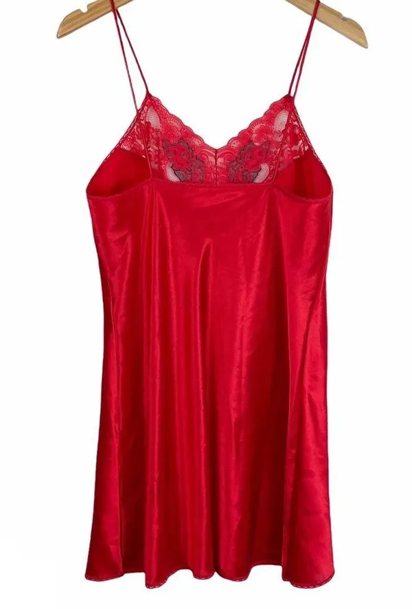 Vintage Val Mode Red Rose Lace Lingerie Slip Dress - Image 2
