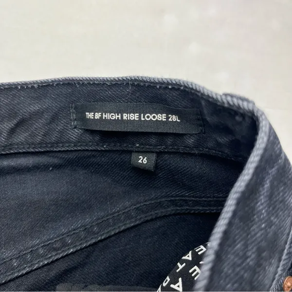 Aritzia Denim Forum The BF High Rise Loose 28L SZ 26 Black Denim Jean Button Fly - Image 7