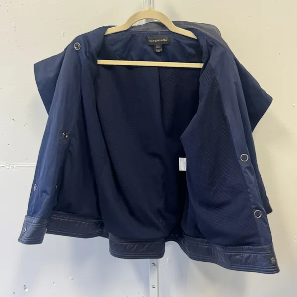 Bagatelle Navy Blue Leather Trim Double Breasted Jacket Style Women's Large‎ - Image 3