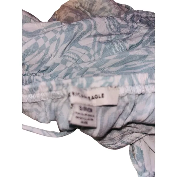 American Eagle Green & White Floral Print Summer Blouse Size S - Image 3