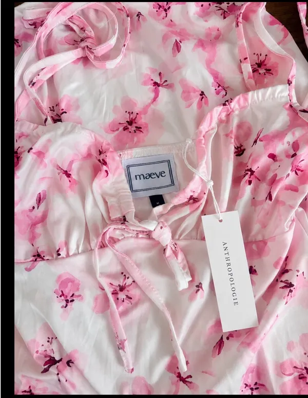 Feminine Pink Garden Party Maxi Dress Maeve Medium NWT Sweetheart Sexy - Image 4