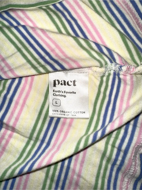 Pact Organic Cotton Sleeveless V-Neck Cream Stripe Mini Dress LARGE - Image 5
