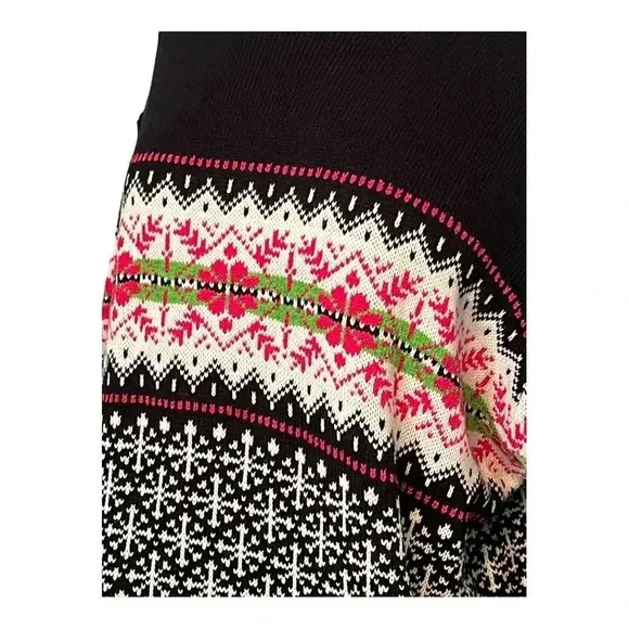 Norton‎ Studio Sweater Women Large Black Fair Isle Nordic Knit Vintage Large - Image 3
