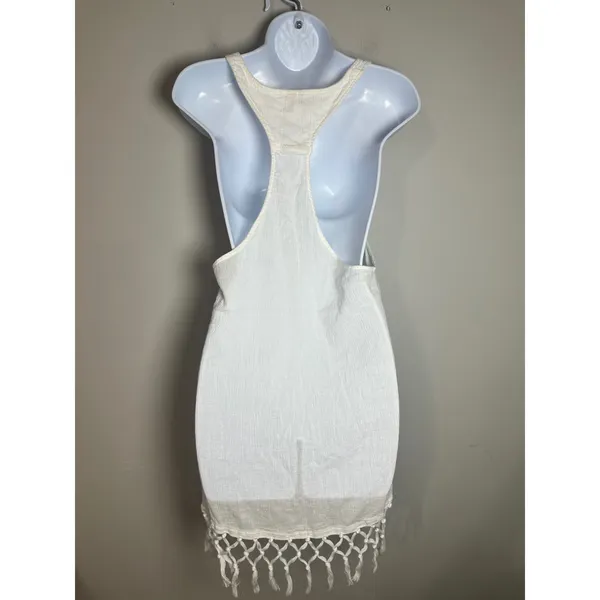 Victoria's Secret White Cotton Macrame Fringe Racerback Tank‎ Cover-Up Dress S - Image 5