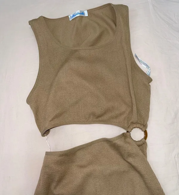 Baddieville NWOT Taupe Mini Dress - Image 5