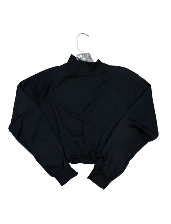 Black Quarter Zip Cropped Sweatshirt with Embroidered New York and Cinched Waste - Image 2