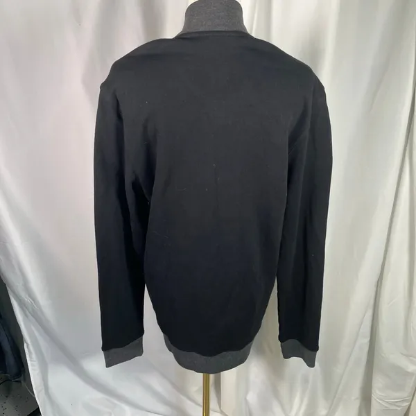 Alfani Black Zip‎ Bomber Jacket Sweatshirt Small Cotton Knit Grey Pockets New - Image 2