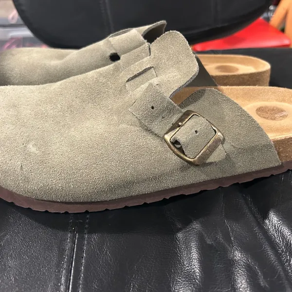 Cushionare Suede Slip-On Buckle Mules in Haze - Image 5