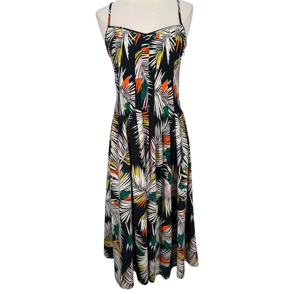 NWT Banana Republic Strappy Pintuck Maxi Dress Tropical Palm Leaf Print‎ Size 0 - Image 5