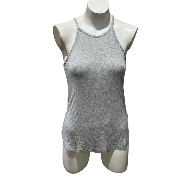 Splendid Tank Top Womens M Heather Gray Ribbed Racerback High Neck Stretch - Image 4