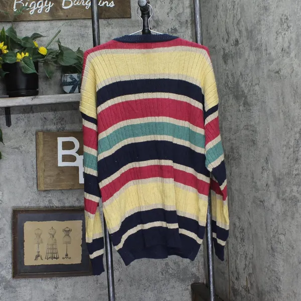 Titleist by Corbin Womens Vintage Striped Silk Blend Sweater Yellow Multi XL - Image 2