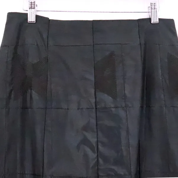 Embroidered Patchwork Maxi Skirt Size S Black Quilted Handmade Gothic Slit - Image 3