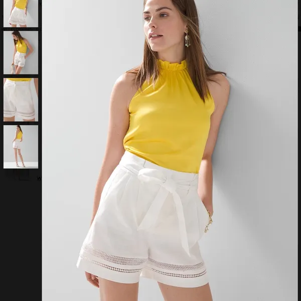 WHBM White Linen Blend Paperbag Shorts Size 2 - Image 2