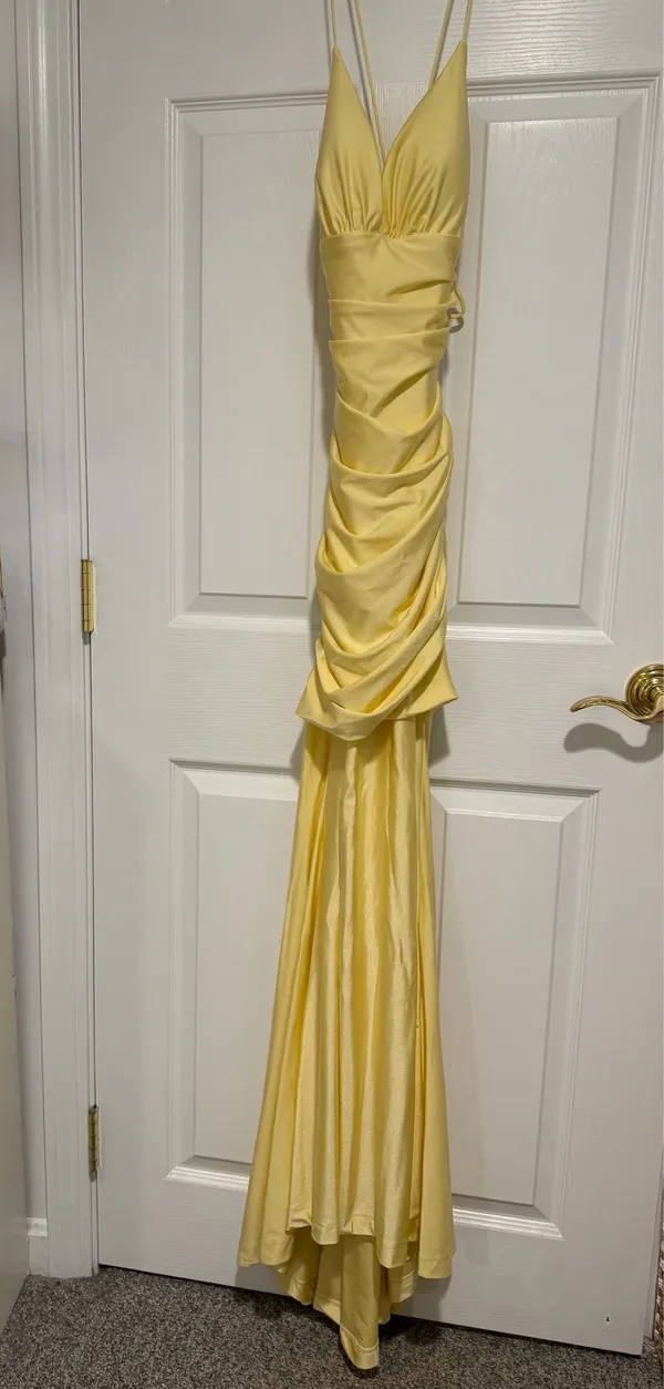 Lady Black Tie Prom Dress Yellow Size XS - Image 2