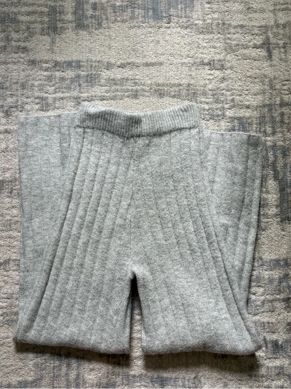 Sincerely Jules Light Gray Ribbed Boot Cut Pants - Image 2