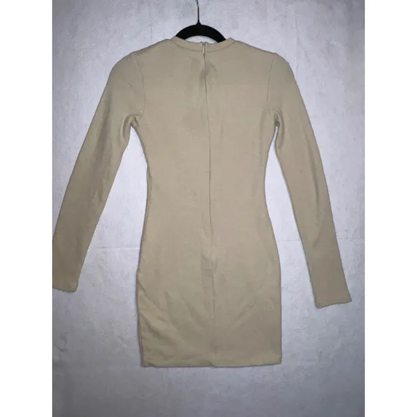 White Fox Still the One Waffle Knit‎ Long Sleeve Bodycon Mini Dress WHT FX Logo - Image 9