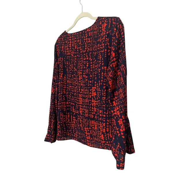 VICI Red Blue Splatter Eyelet Panel Oversized Long Sleeve Blouse Women’s L - Image 7