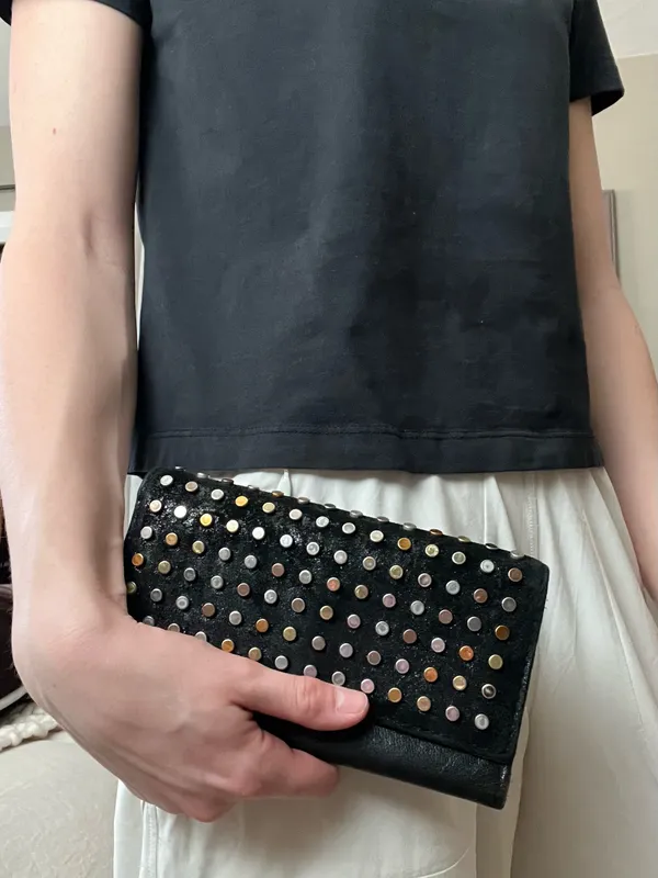 Metal Studded Leather Wallet - Image 10