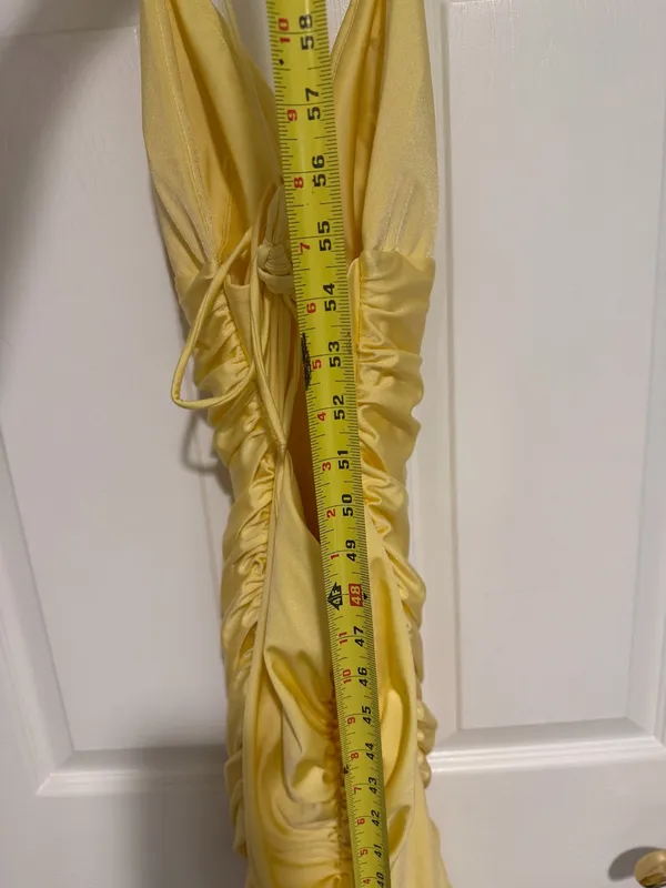 Lady Black Tie Prom Dress Yellow Size XS - Image 5