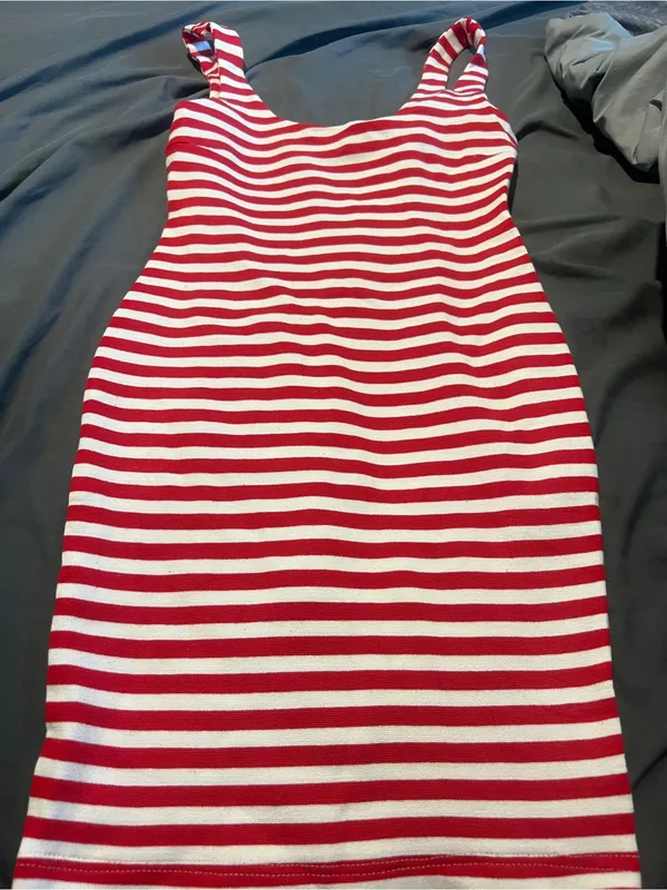 Zara red and white striped dress size xs - Image 3