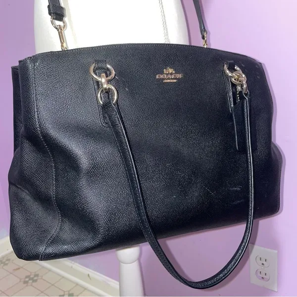 Coach Christie Carryall Tote Handbag Purse Crossgrain Leather Crossbody Strap - Image 3
