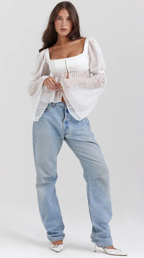 House Of CB Lucie White Pleated Top - Image 5