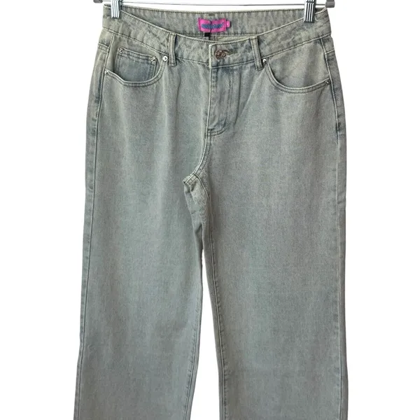 NEW Edikted‎ Low Rise Wide Leg Acid Washed Jeans Capsule Skater Grunge M - Image 3