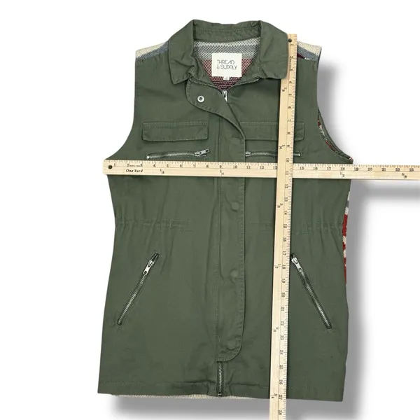 Thread & Supply Aztec Southwestern Print Knit Back Utility‎ Vest Green Small - Image 12
