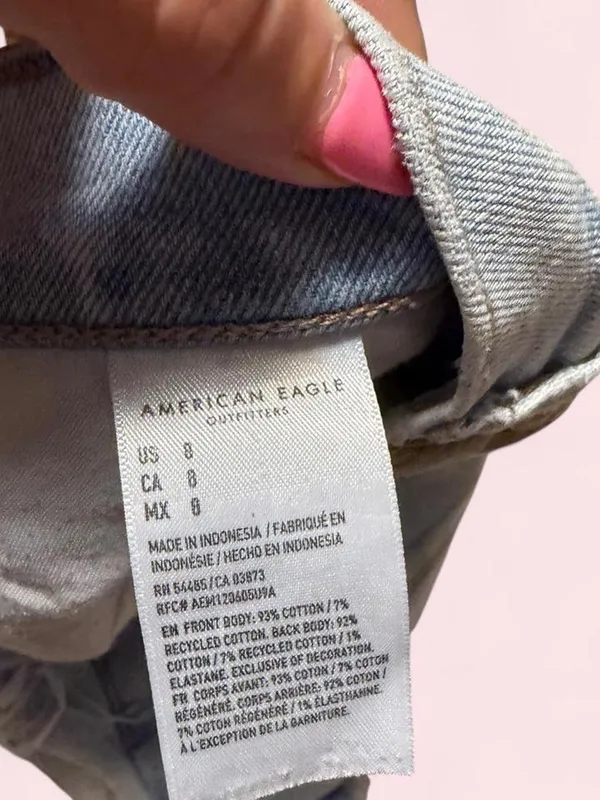 American Eagle Outfitters Light Wash Distressed Denim Cutoff Shorts - Image 4