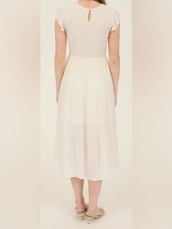 Perch by Blu Pepper Women's Cream Smocked Tiered Midi Dress - NWOT - Size 2x - Image 2