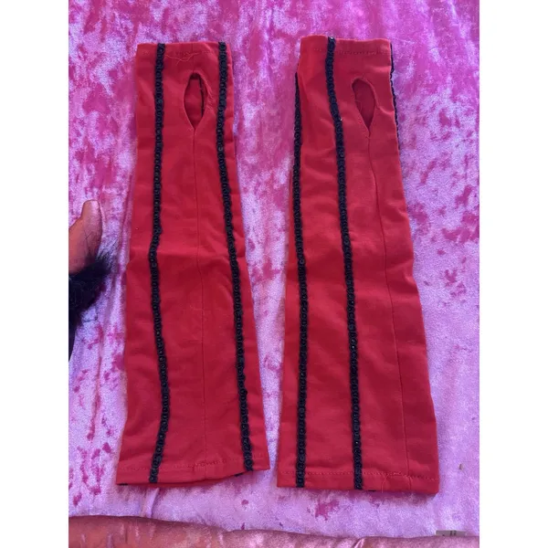 Red Black Devil Costume Set Halloween Cosplay Tail Horns Sleeves Character Kit - Image 3