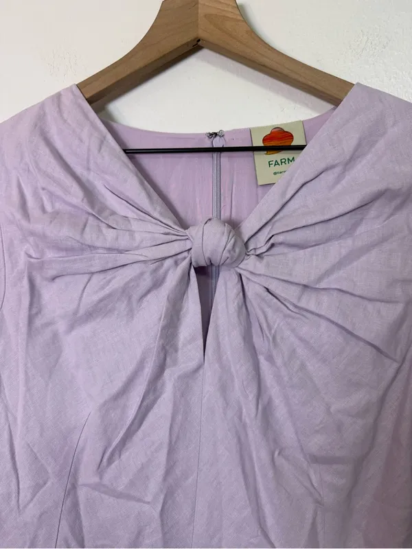 Farm Rio Lilac Short Sleeve Knotted Mini Dress - Image 3