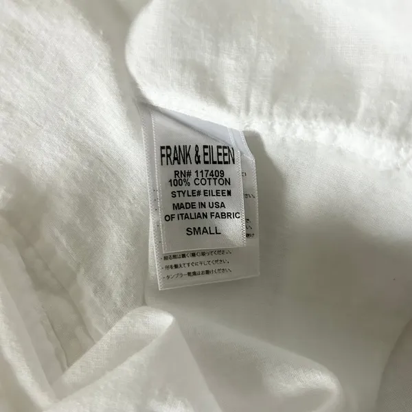 Frank & Eileen Eileen 100% Cotton White Voile Button Down Shirt Size Small - Image 5