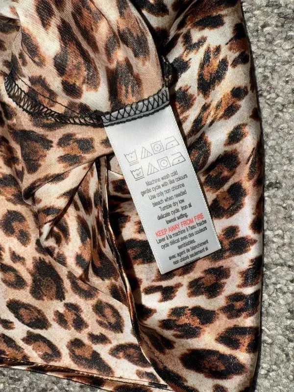 Vintage Leopard Satin Lace Trim Cami & Short Set - Y2k Pajamas Black/Leopard - Image 7
