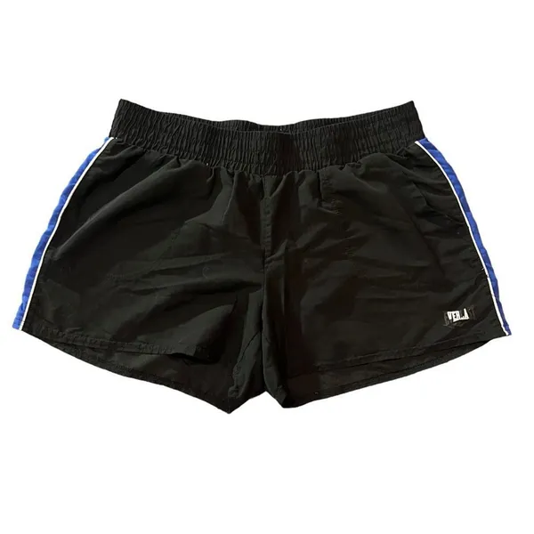 Everlast Women's Boxing Training Shorts Black‎ Blue/White Stripe Size Medium - Image 2