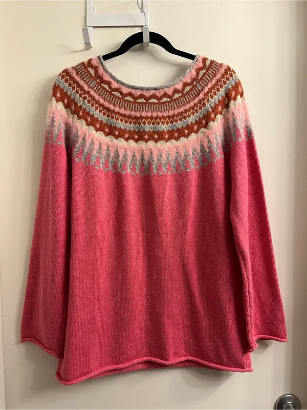 Sundance Pink Fair Isle Sweater Size Large - Image 4