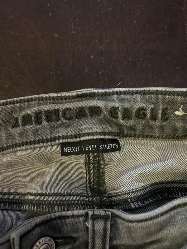 American Eagle Super Hi Rise Jegging Jeans Womens 0 X-Short Charcoal Distressed - Image 7