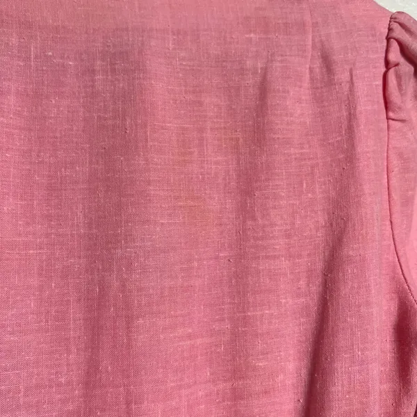 Vintage Pink Lace Trim Ruffle Flounce Hem Belted Midi Dress S - Image 12