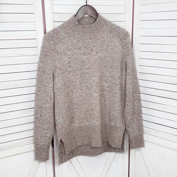 Loft Speckled Mock Neck Space‎ Dyed Tunic Sweater Tan Multi Size Small - Image 7