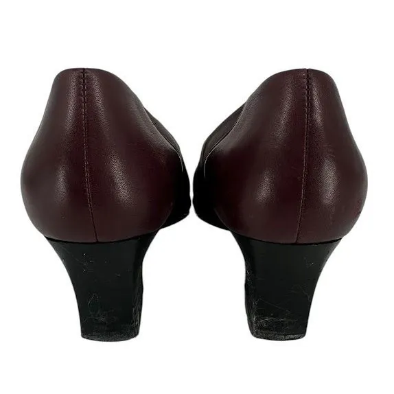 Vintage Naturalizer Jeannie Pumps Women 7.5 M Burgundy Fabric 2" Block Heel - Image 7