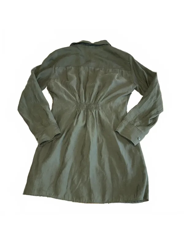 Zara Sage Green Womans L Summer mini dress v-neck long sleeves draped crossover - Image 5