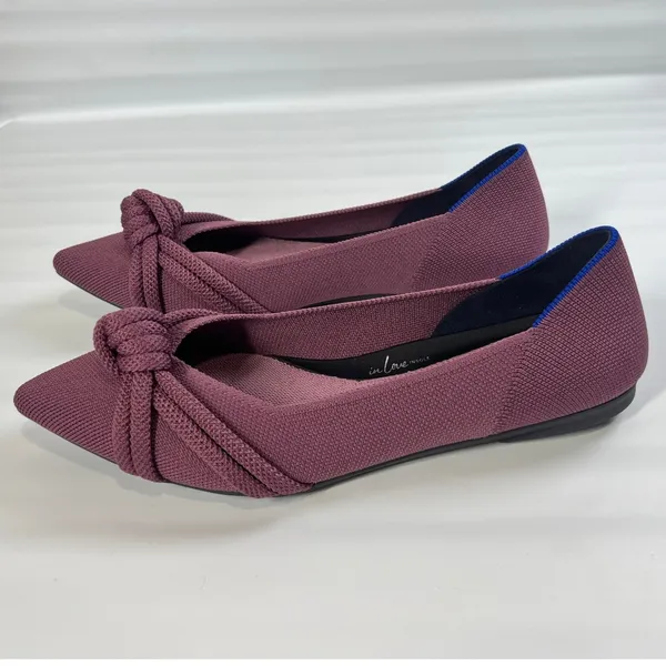 Rothy's The Point Knot Flats‎ In Love Purple Knit Shoes Size W9 EU 39 Classic - Image 3