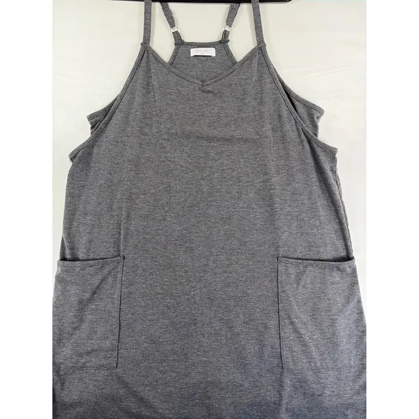 Gray Sleeveless Mini Dress Built In Short Pockets XL Heathered Jersey Athleisure - Image 10