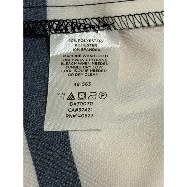 Ann‎ Taylor Factory Womens Mock Neck Sleeveless Striped Blouse Red Navy White M - Image 4