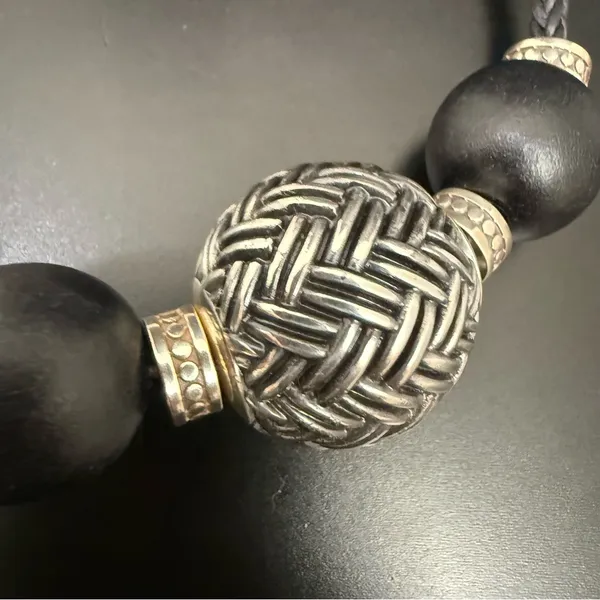BRIGHTON Neema Chunky Ethnic Style Black Braided Cord Beaded Collar Necklace - Image 11