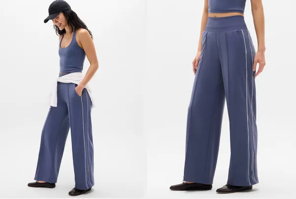 Athleta Venice High Rise Track Stripe Wide Leg Pant Womens Size Medium Blue - Image 2