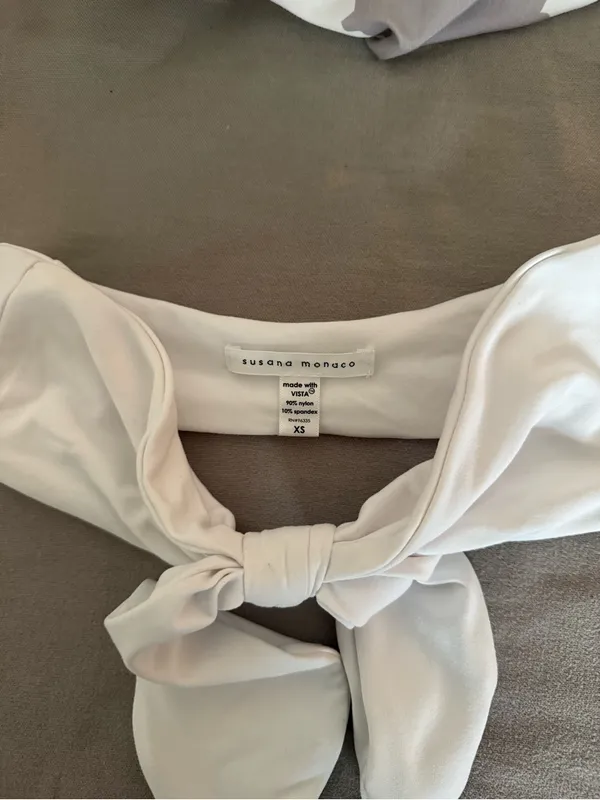 Susana Monaco White Bandeau Tie-Front Bikini Top - Image 2